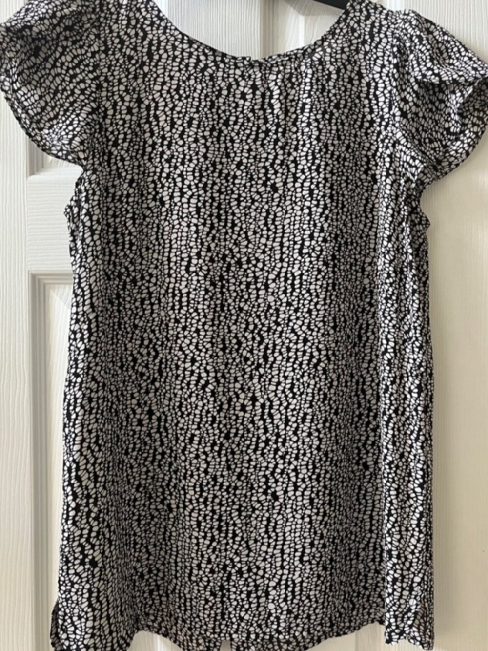 Black and White Printed Short Sleeve Blouse😍